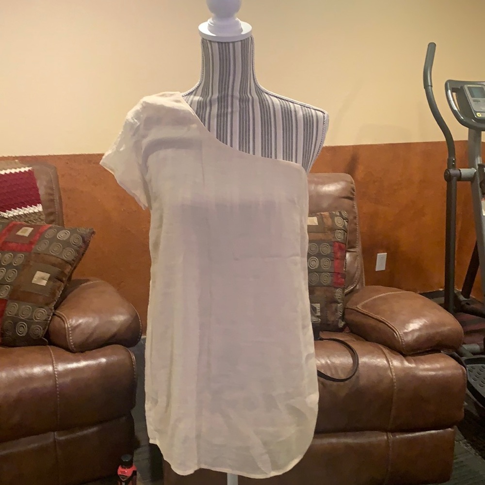 Off the shoulder cream colored blouse